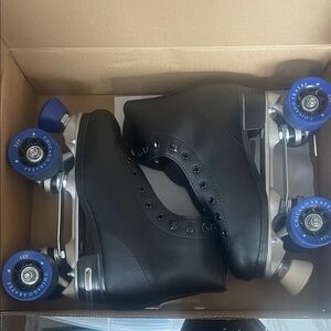 Chic Men's Black Roller Skates with Blue Wheels